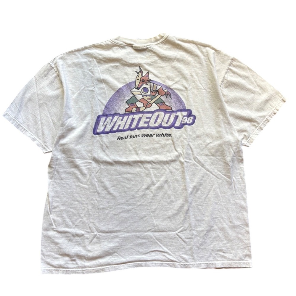 Vintage 1998 90's Phoenix Coyotes White Out NHL Hockey Shirt Size XXL